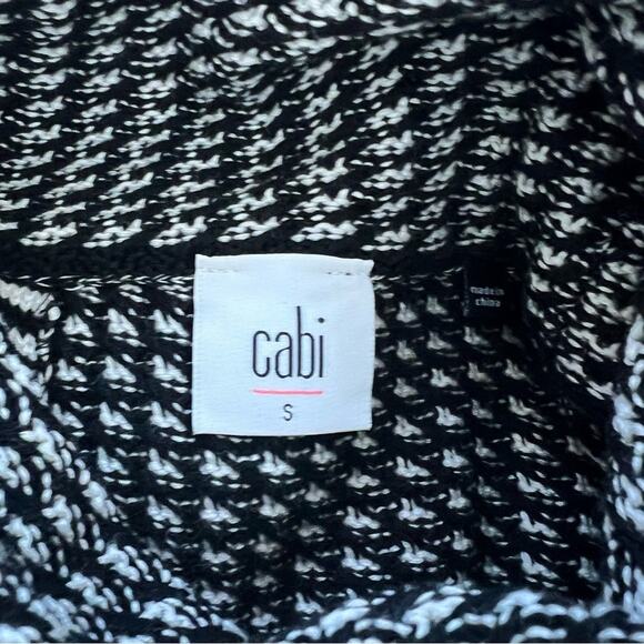 CAbi Fergie Cowl Neck Black White Split Front  Back Style Sweater Size Small - Picture 10 of 13